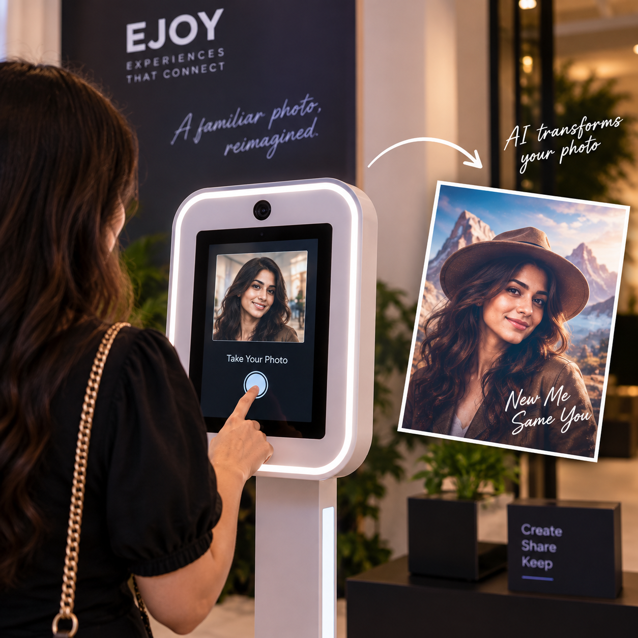 Representative AI portrait booth at a premium event