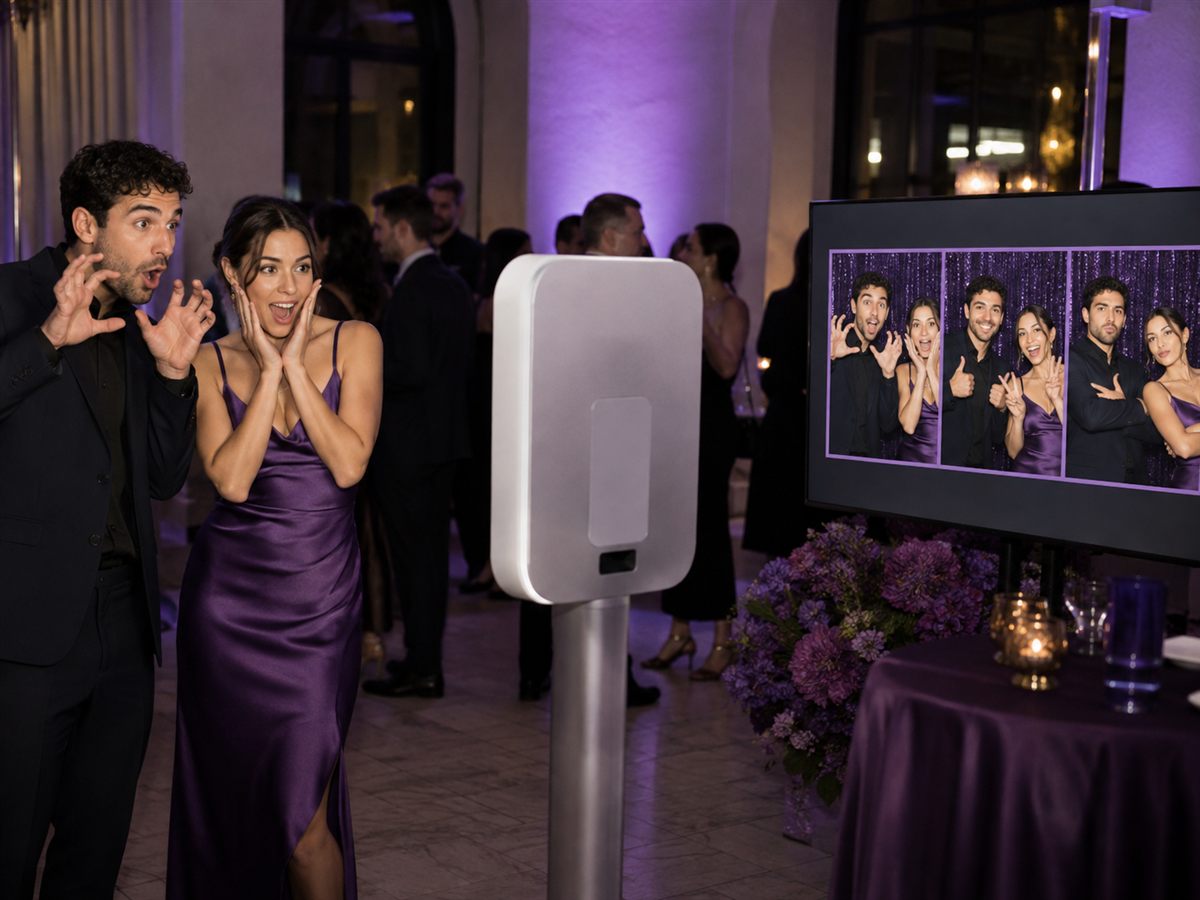 Guests viewing a short sequential GIF capture on a monitor