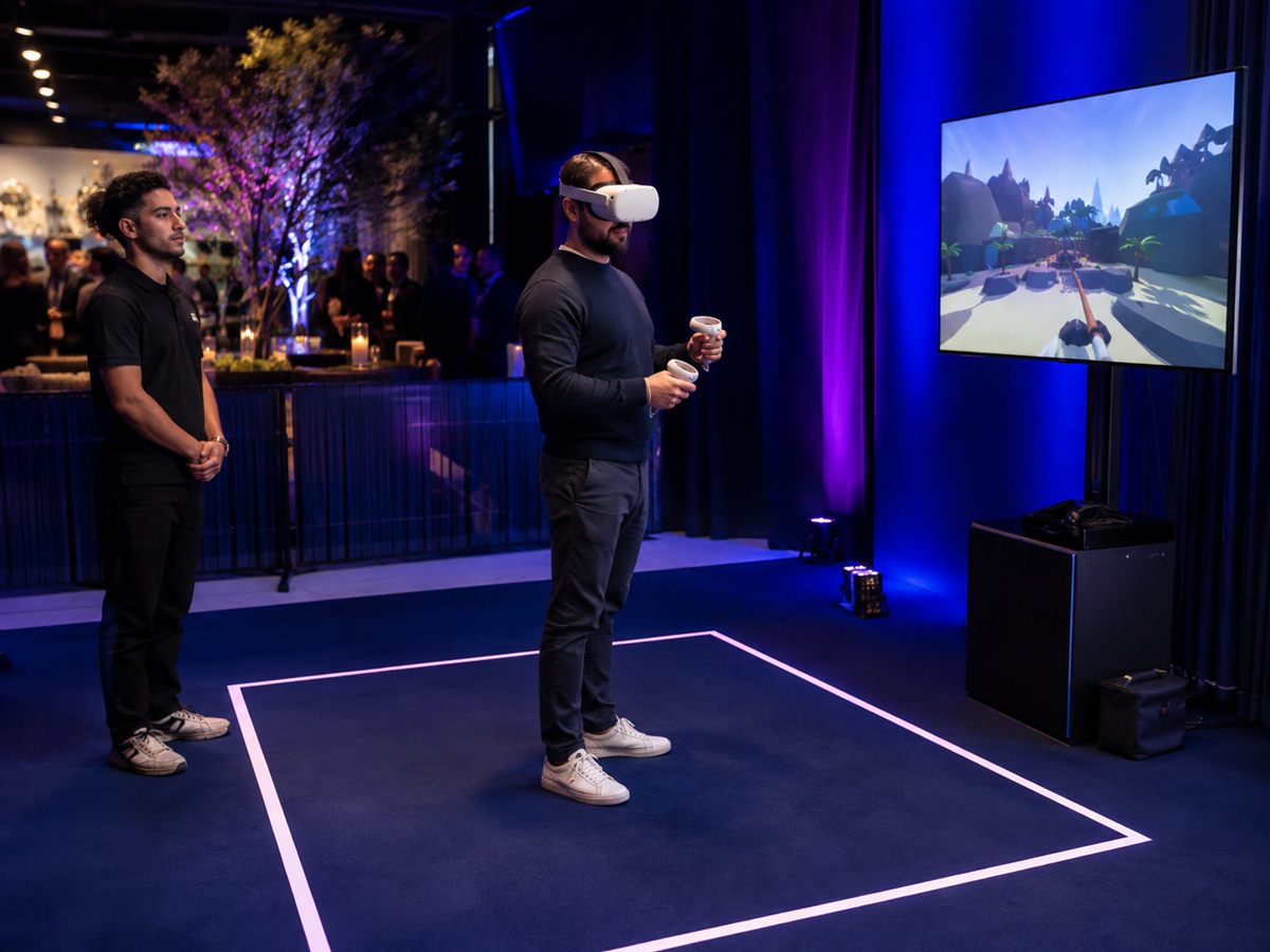 Representative supervised VR game station at an event
